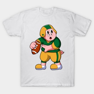 Pig at Sports with Football & Helmet T-Shirt